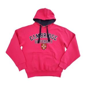 Cambridge University Hoodie Size M Women's Pink Navy Sweatshirt Sewn Graphic NWT